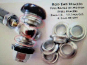 GO KART RACING FULL RANGE OF MOTION ROD END WASHER SPACER M8 STEEL 8MM 5/16 I.D. - Afbeelding 1 van 1
