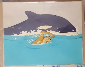 Animalympics Original Animation Cel Dean Wilson & Ono Nono Swimming Rare w COA - Picture 1 of 3