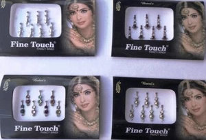 PACK DE 8 TATUAJES BINDI CABEZA BOLLYWOOD TAMAÑO LARGO PLATA, MULTICOLOR, GRANATE, DORADO - Imagen 1 de 3