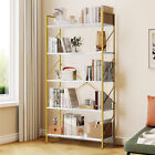 5 Tier Gold Bookshelf Bookcase Storage Rack Shelves for Living Room/Home/Office