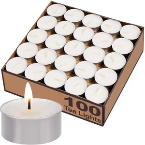 100Pack Unscented White Tealight Candles Small Votive Smokeless Dripless Candles - Picture 1 of 8