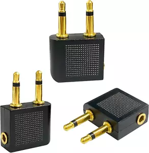 3 PCS Airplane Flight Headphone Adapter, Dual 3.5Mm Male to 3.5Mm Female Airplan - Picture 1 of 12