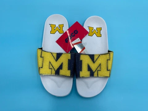 FOCO Womens NCAA College Team Big Logo Shimmer Slide Flip Flop Sandals Cover