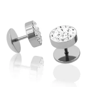 1 Paar schicke Glitzer Edelstahl Fakeplugs Glitzerstein Straß Stern Ohrstecker - Bild 1 von 1