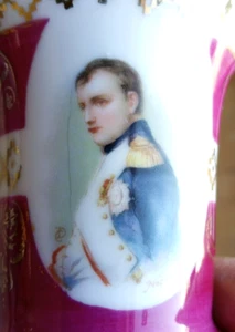 Vintage NAPOLEON Demitasse Tasse/Untertasse Porzellan Krone über N Mark kastanienbraun/gold/weiß - Bild 1 von 12
