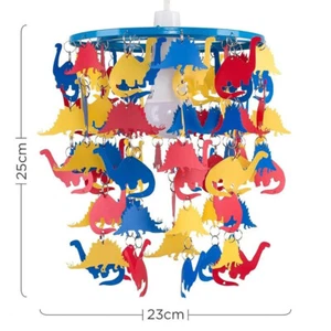 Children's Dinosaur Light Shade Multi-Coloured Nursery Bedroom Ceiling Pendant - Picture 1 of 11