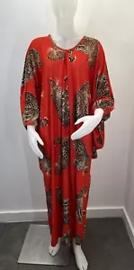 Vintage Leopard Kaftan Muumuu Hostess Kleid (LESEN DISTRESSED MÄNGEL LÖCHER - Bild 1 von 23