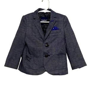 baker by Ted Baker Boys Blazer Size 3Y 3 Years Blue Chevron Toddler Suit Jacket - Picture 1 of 12