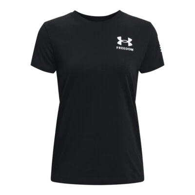 NWT Under Armour Women's Freedom Flag Tee Black T-Shirt Size Large - Image 1 of 4
