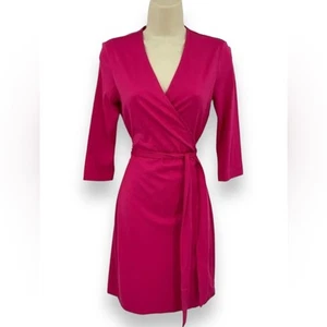 Diane von Furstenberg NEW pink cabaret knit wrap dress DVF silk cotton XS NWT - Picture 1 of 5