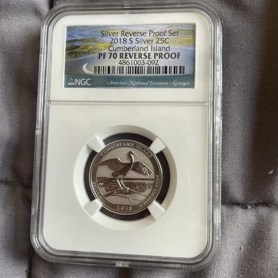 2018 S Silver $.25 Cumberland Island Proof 70 Reverse Proof Graded By Ngc - Image 1 of 2