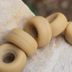 Old German Matte Glass Beads Thick Rondelle Spacer Donut Shape Lot - Picture 1 of 5