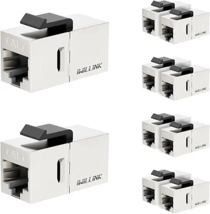 iwillink 10Gbps CAT7 Coupler RJ45 Keystone Shielded 10-Pack, Silver - Afbeelding 1 van 8
