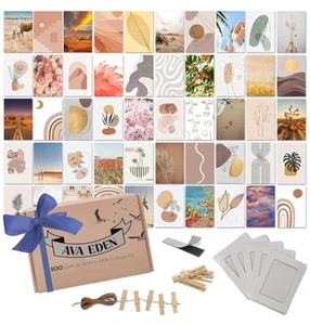 Ava Eden 100pc Boho, Nature & Abstract Art Themed Mini Posters Wall Collage Kit  - Picture 1 of 6