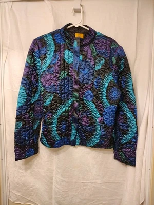 Ruby Red Multicolored Quilted Jacket, W/Pockets Women's Size Lg - Image 1 of 4