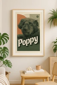 Custom Dog Wall Art  Personalised Pet Portrait A4 or A5 print in Bold Pastel - Picture 1 of 4