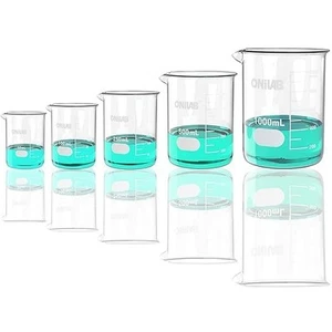 Juego de vasos medidores de vidrio 50 ml 100 ml 250 ml 500 ml 1000 ml (paquete de 5) 3,3 boro... - Imagen 1 de 5
