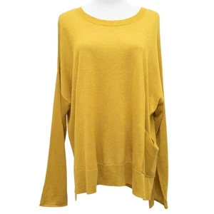 Eileen Fisher Gold Wool Blend Crew Neck Sweater With Pocket Size Medium - Picture 1 of 8