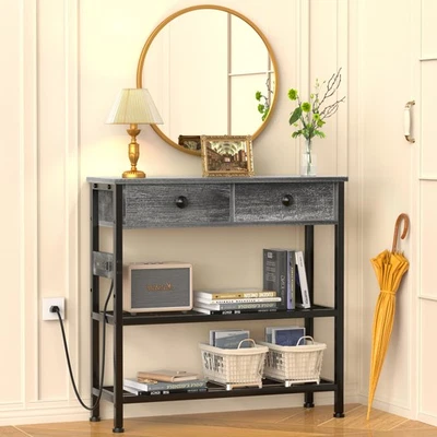 Consola/mesa de entrada estrecha de 32" con almacenamiento y 3 cajones y salidas, para sofá... Foto 1 de 4