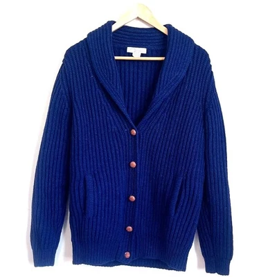 Vintage Y2K Norm Thompson Fisherman Mens Cardigan Sweater Size M Blue Grandpa - Image 1 of 4