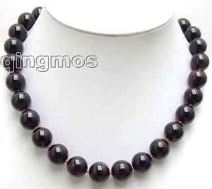 13mm Natural Round Brown Garnet Gemstone 17" Chokers Necklace for Women-nec5540 - Picture 1 of 25
