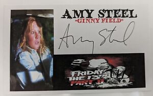  Autographe Friday The 13th Part 2 Amy Steel signé Jason Voorhees 3x5 index coupé