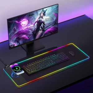 RGB Gaming Mouse Pad, 15W Wireless Charging Mousepad with 13 Light Modes, Ultra- - Picture 1 of 12