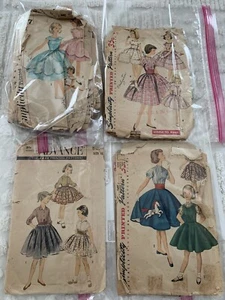 Vtg. Lot (1) 1950's Sewing Patterns 1857 1707 1741 807 Simplicity Girl Sz 10-12 - Picture 1 of 6