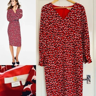 Vestido Boden Hannah Midi Vestido Manga Blusa Vestido Poinsettia Crocus Talla 12R £140 Foto 1 de 4