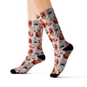 Watercolor Jars of Blood Halloween Socks - Picture 1 of 13