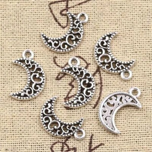 30pcs Antique Hollow Moon Charms 18x12mm Silver Plated Pendants Charm Jewelry Ma - Picture 1 of 14
