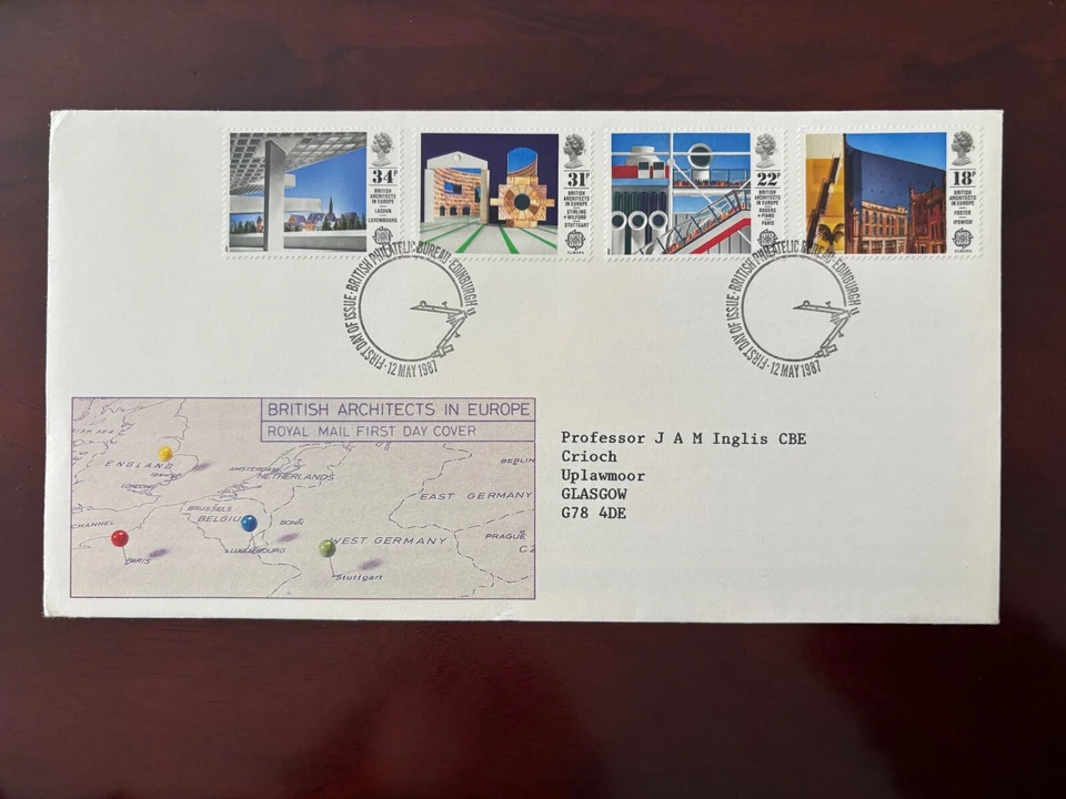 United Kingdom 1987 - British Architects stamps FDC Edinburgh Philatelic Bureau - Image 1 of 1
