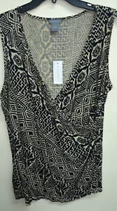 NEW Ann Taylor Sleeveless Top Tank Black Khaki Brown Large L Tee NWT (B8) - Picture 1 of 4