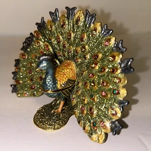 NOBILITY BEJEWELED BOX  PEACOCK - Picture 1 of 5