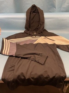 Adidas Pullover Hoodie Hoody Slim M Medium Soccer Black White Stripes Polyester - Picture 1 of 20