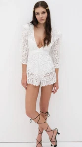 For Love & Lemons Santo Eyelash Lace Embroidered Ruffles Romper S - Picture 1 of 7