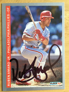RUBEN AMARO JR. PHILADELPHIA PHILLIES  SIGNED FLEER 1993 CARD #97 AUTOGRAPH
