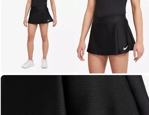 NIKE COURT Size S 8 Dri-Fit Black VICTORY Junior Tennis Golf Pleated Skirt 10” - Picture 1 of 5