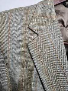 Abrigo deportivo Y2K Botany 500 marrón/gris espiga 100 % seda dos botones talla: 44R - Imagen 1 de 17