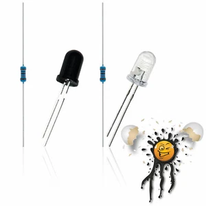 IR 940nm Sender Receiver 5mm LED Diode 3,3 5 6 9 12 V + Widerstand 4 Teile Set - Bild 1 von 4