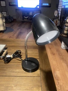 Desk Study Lamp Red Gooseneck Flexible Bendable Adjustable Black - Picture 1 of 7