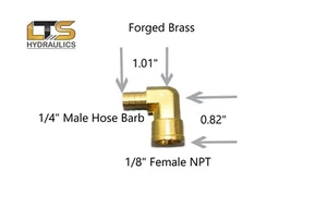 1/4" Hose Barb x 1/8" Female Pipe NPT 90 Degree Forged Brass Fitting Qty 1 - Picture 1 of 3