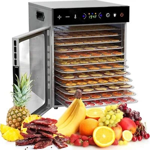 Food Dehydrator Machine 12 larger Stackable Stainless Steel Trays Jerky Dryer - Picture 1 of 6