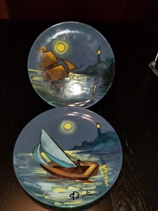 Two W.C.&G Made in Italy Plates. Harbor Scene. Beautiful. Very good Condition. - Picture 1 of 4