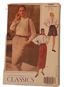 VOGUE PATTERN 7865 ~ MISSES SKIRT SHORTS ~ SIZES 12 14 16 *UNCUT - Picture 1 of 4