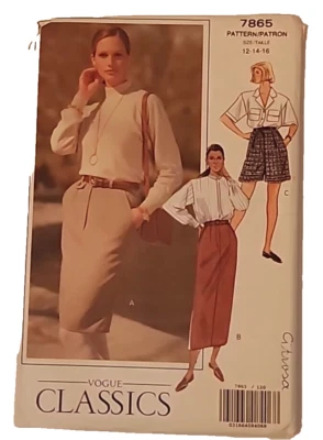 VOGUE PATTERN 7865 ~ MISSES SKIRT SHORTS ~ SIZES 12 14 16 *UNCUT - Image 1 of 4
