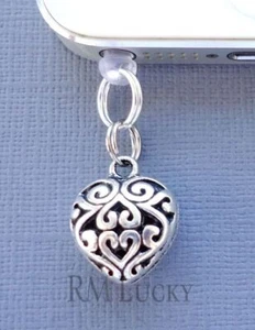 Heart cell phone Charm Anti Dust Proof Plug ear jack C105 - Photo 1 sur 2