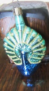 OLD WORLD CHRISTMAS ORNAMENT BLUE PEACOCK - Picture 1 of 5
