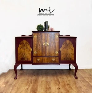 1920s Refinished Art Deco Cocktail drinks cabinet, queen Anne Legs, Sideboard, - Picture 1 of 10
