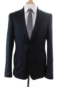 PS Paul Smith Mens Two Button Notched Lapel Blazer Jacket Black Wool Size 38